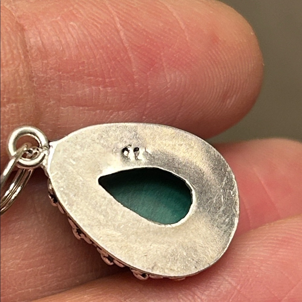 Sterling Silver Teadrop Malachite Pendant - Picture 4 of 4